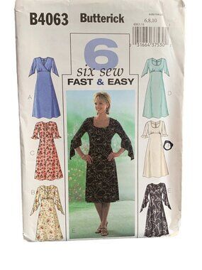 Butterick B4063 Womens Dress Sewing Pattern Size 6 8 10 Uncut